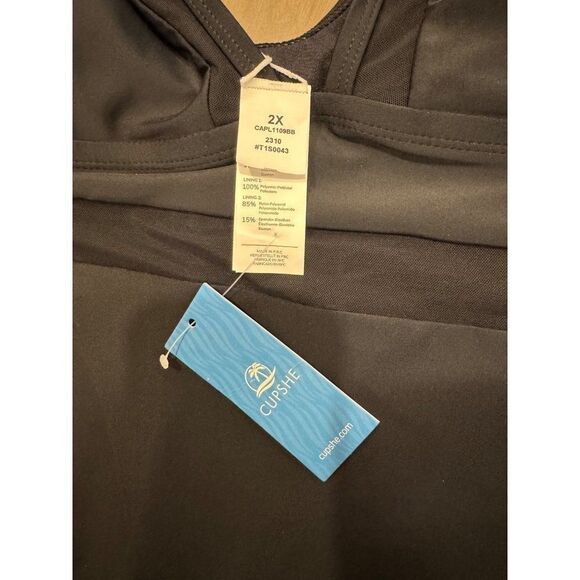 NWT Cupshe One Piece Swimsuit V Neck Mesh SHeer Tummy Control 2X - Picture 3 of 6